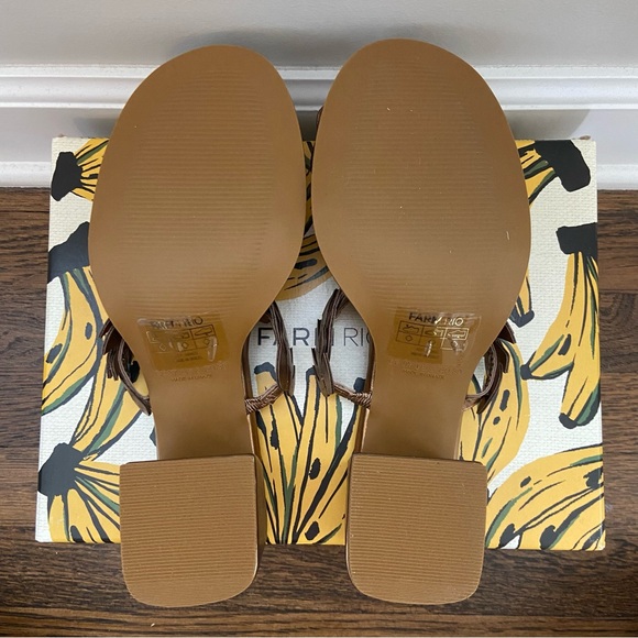 NWT Farm Rio Brass Monstera Mid Heel Slide Sandal Size US 8 EU 39 - Picture 7 of 9